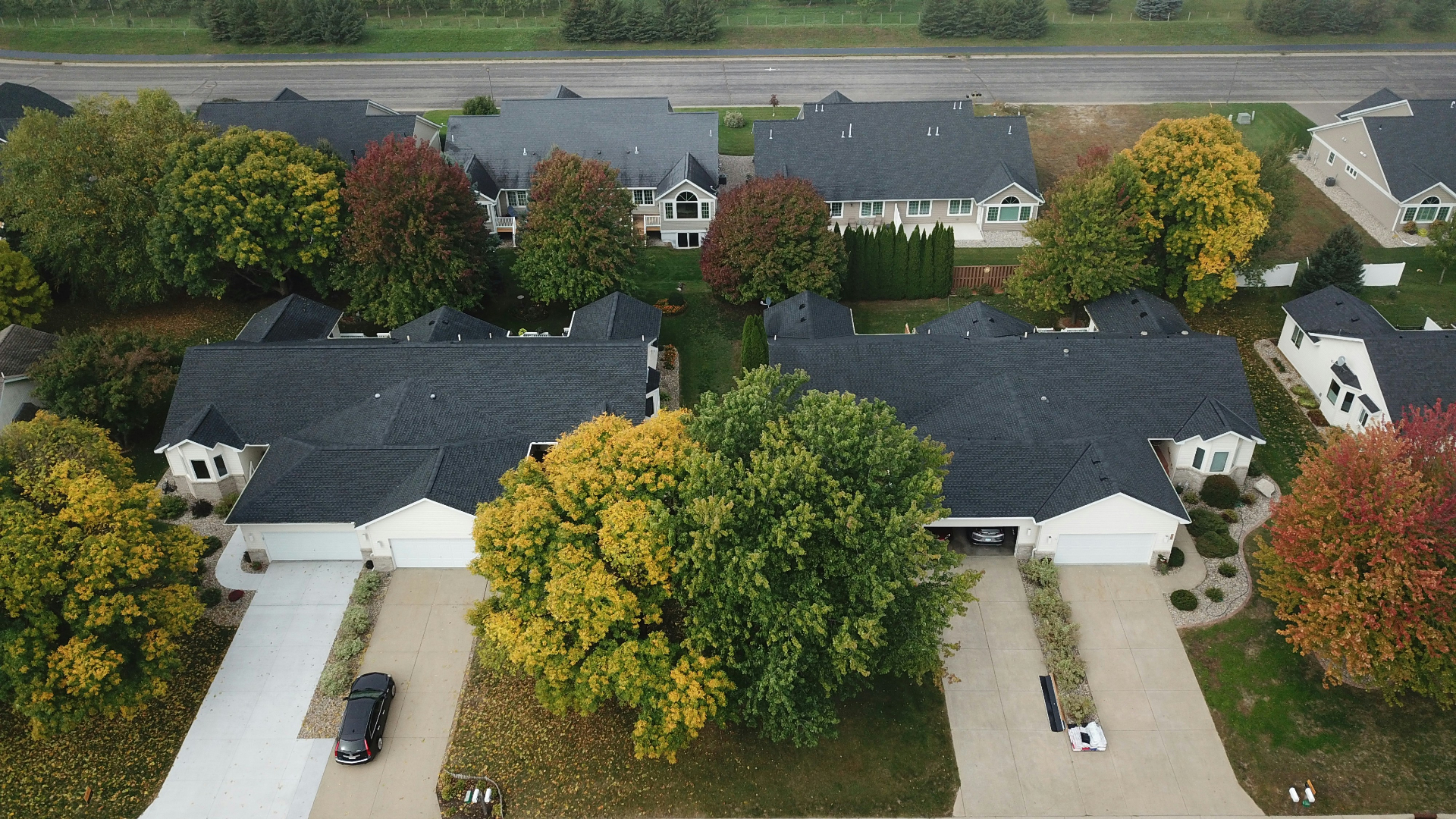 Aerial view of residential neighborhood in KC Northland
